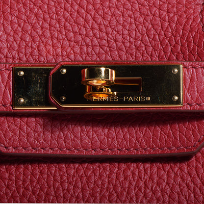 Hermes Taurillon Clemence Horseshoe Bi-Color Birkin 30 Rouge Garance and Orange 13 of 23