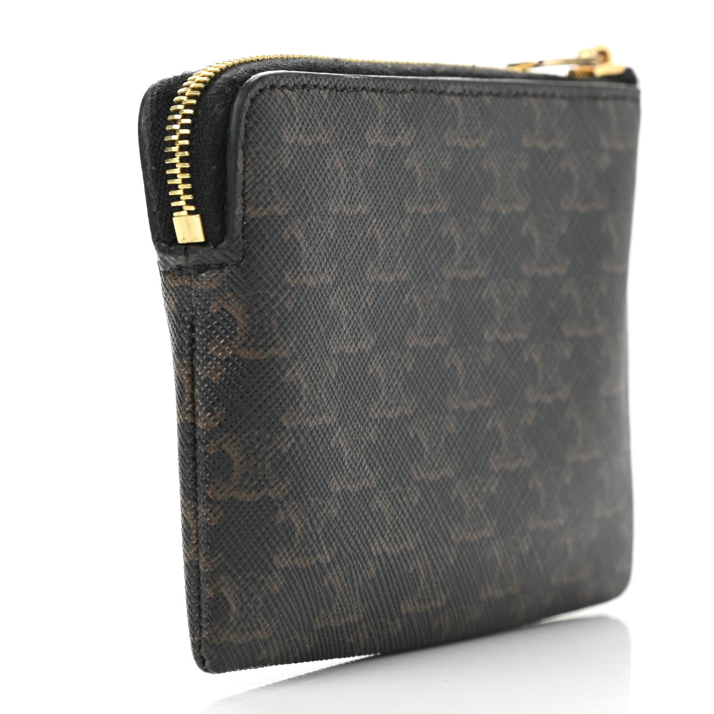 Triomphe Canvas Coin and Card Pouch With Hook Black