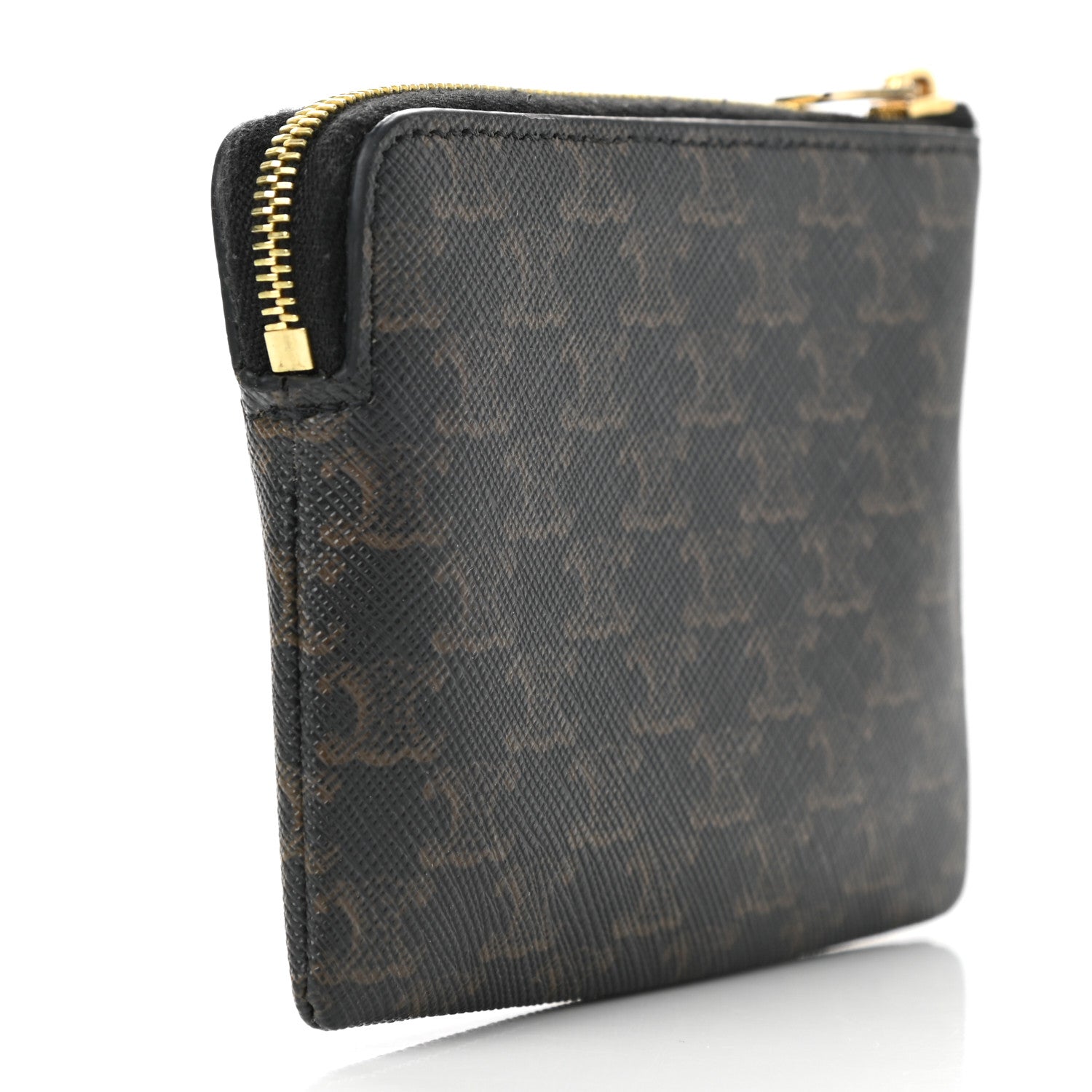 Celine Triomphe Canvas Coin and Card Pouch With Hook Black 3 of 9