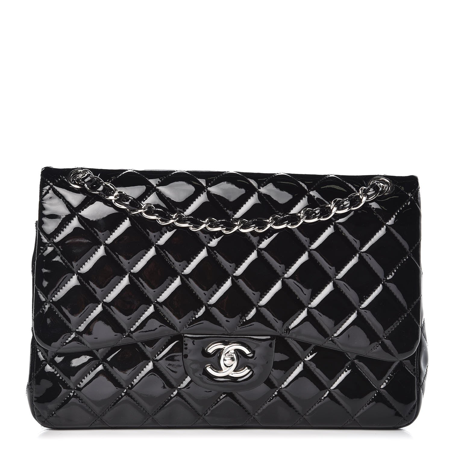 Chanel Patent Quilted Jumbo Double Flap Black 1 of 15