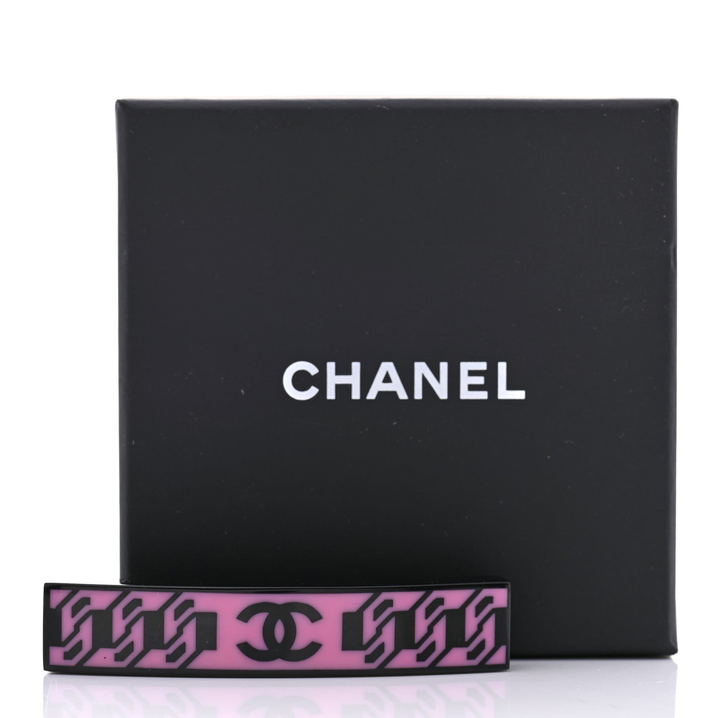 Resin Chain CC Hair Clip Barrette Black Pink