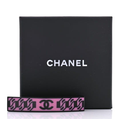 Chanel Resin Chain CC Hair Clip Barrette Black Pink 8 of 8