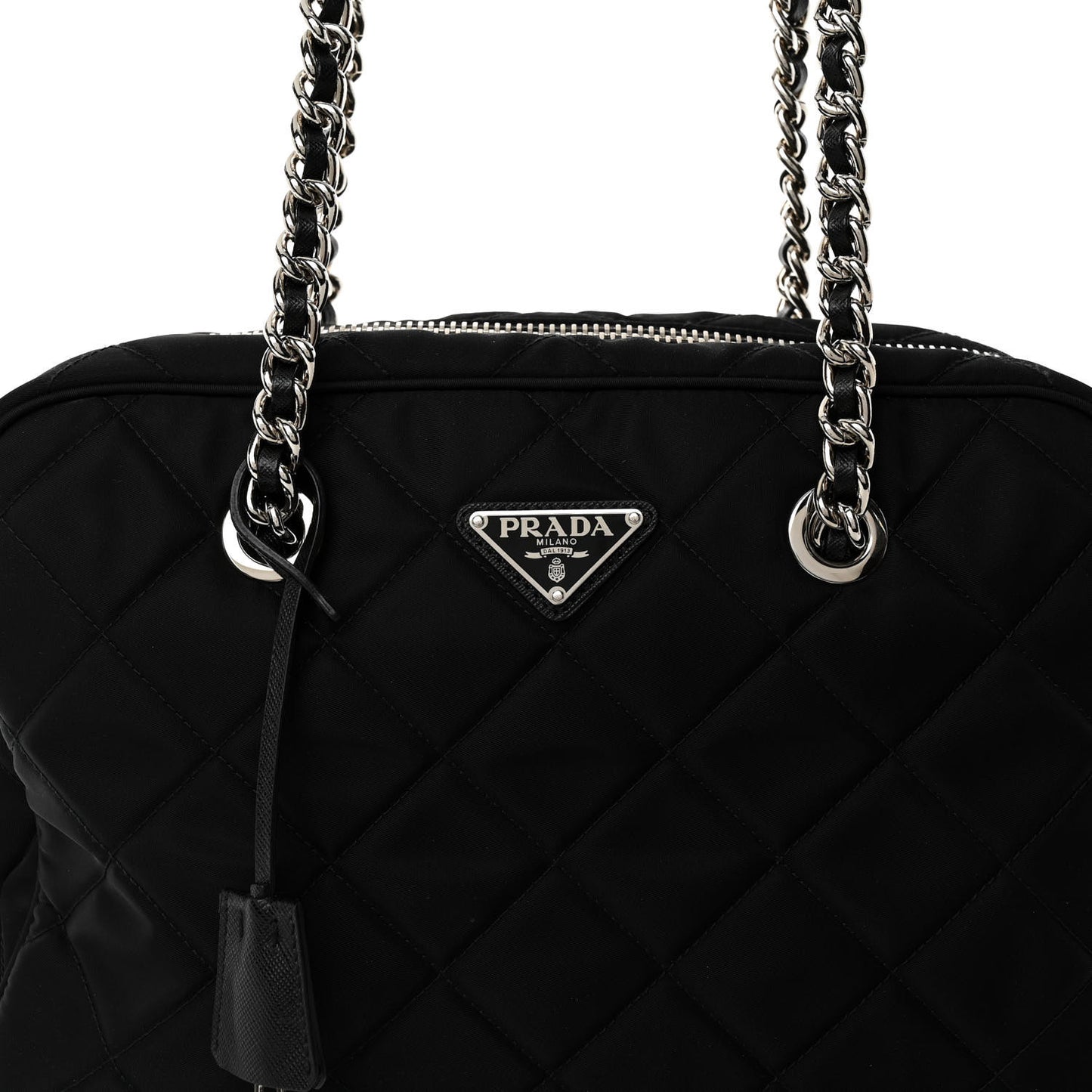 Nylon Tessuto Impuntu Quilted Shoulder Bag Black