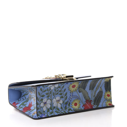 Gucci Shangai Calfskin Web New Flora Small Sylvie Shoulder Bag Azure 4 of 10