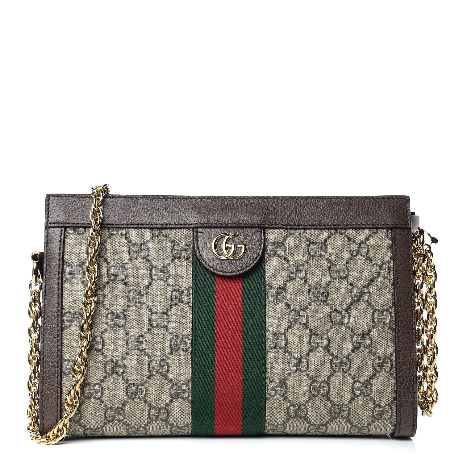 Gucci GG Supreme Monogram Web Small Ophidia Chain Shoulder Bag Brown 1 of 10