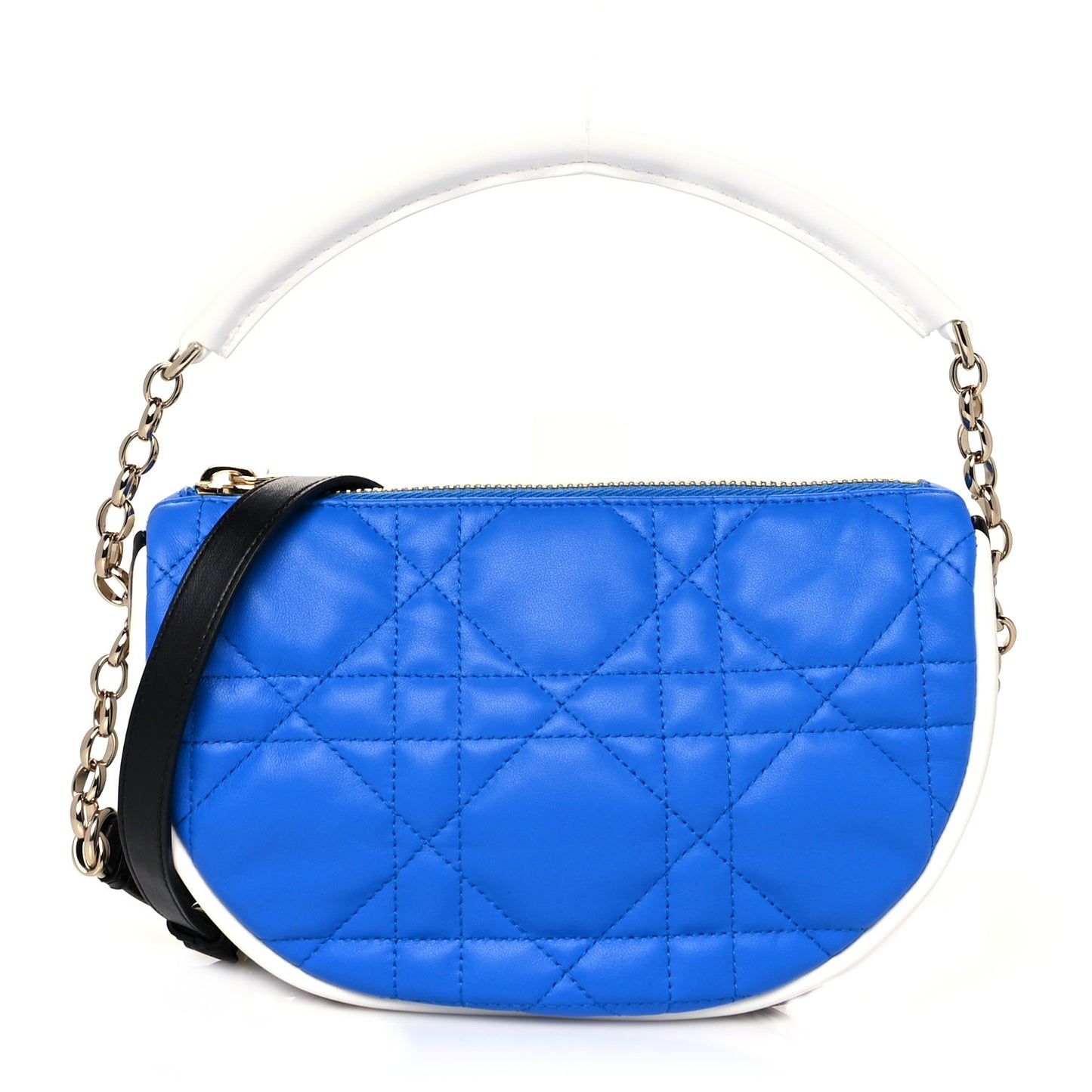 Lambskin Cannage Small Dior Vibe Hobo Bag Fluorescent Blue