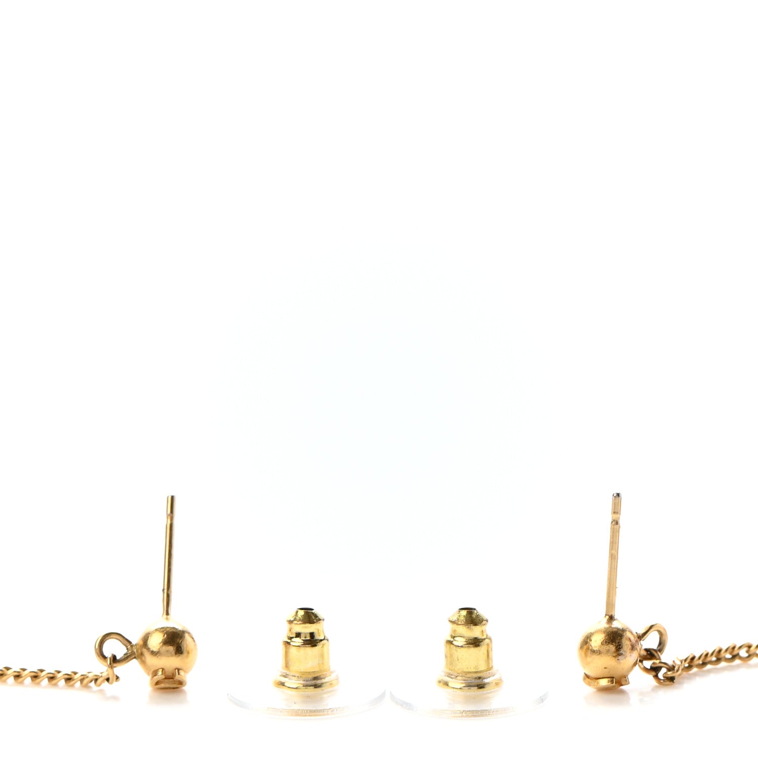 Chanel CC Drop Earrings Matte Gold 3 of 4