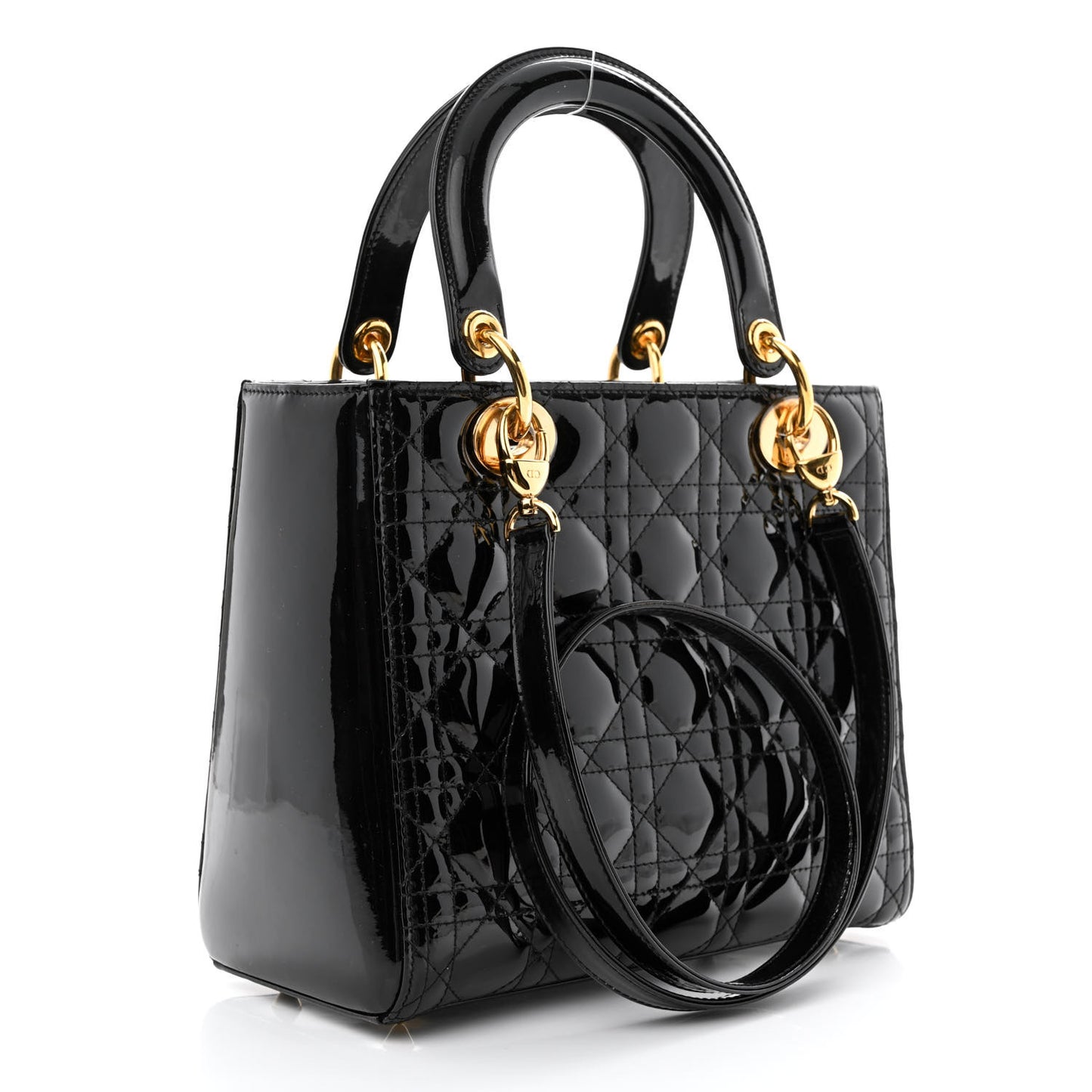 Patent Cannage Medium Lady Dior Black