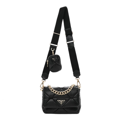 Prada Nappa Re-Nylon Triangle Quilted Patchwork System Flap Shoulder Bag Black 1 of 13