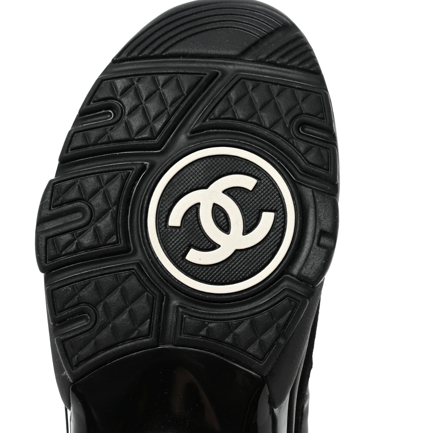 Chanel Fabric Calfskin Suede CC Sneakers 39.5 Black 8 of 9