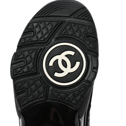 Chanel Fabric Calfskin Suede CC Sneakers 39.5 Black 8 of 9