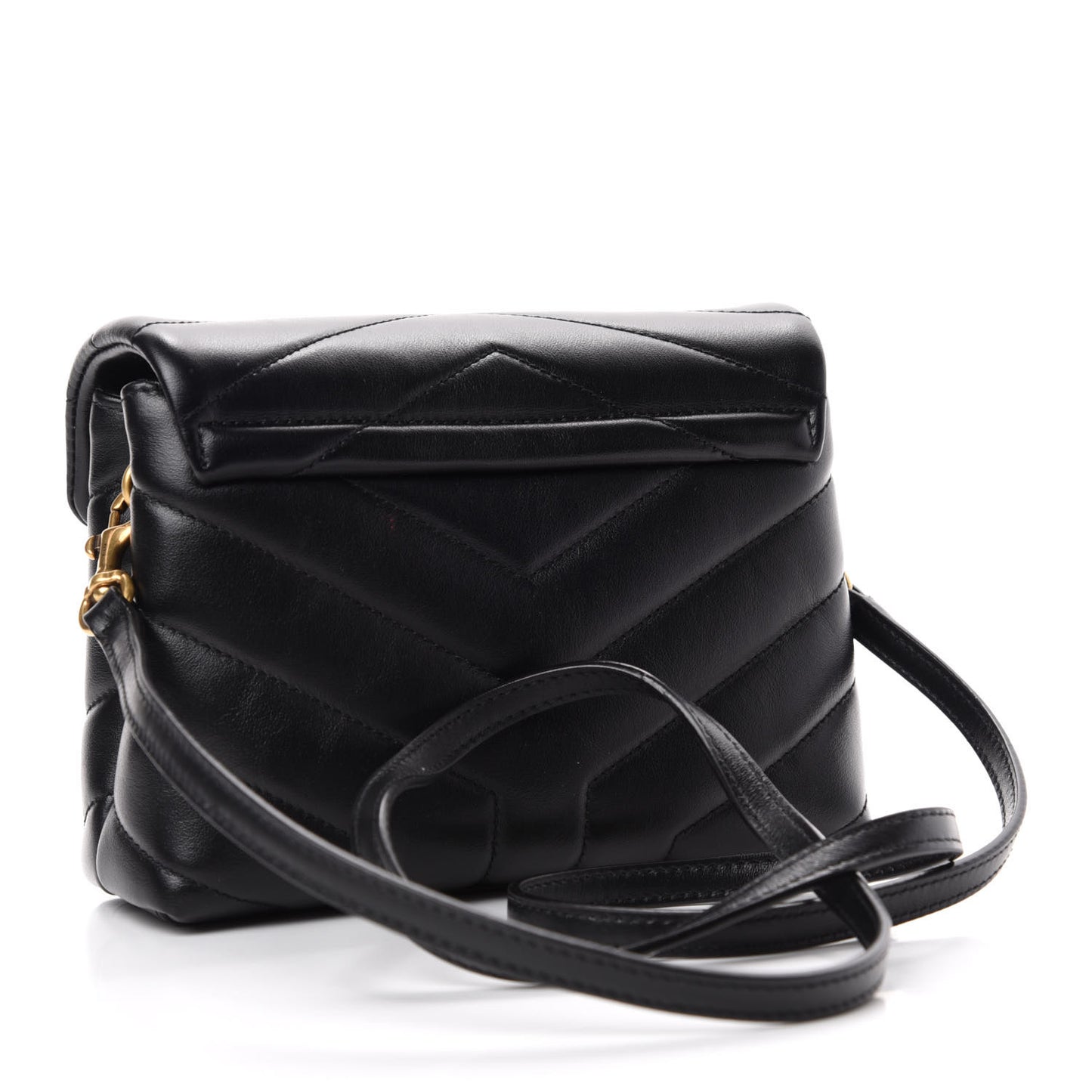 Calfskin Y Quilted Monogram Toy Loulou Crossbody Bag Black