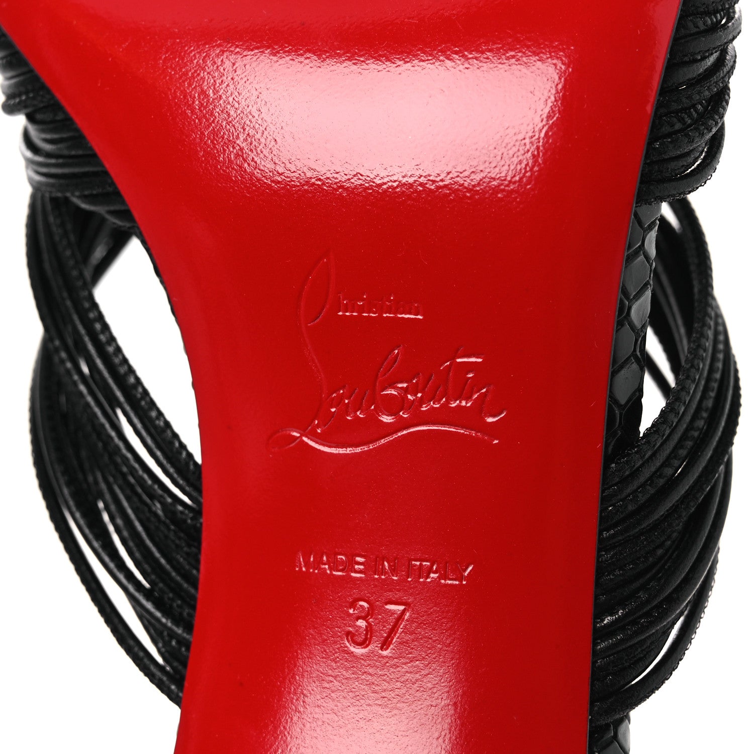 Christian Louboutin Kid Snakeskin Embossed Multitaski 70 Sandals 37 Black 9 of 11