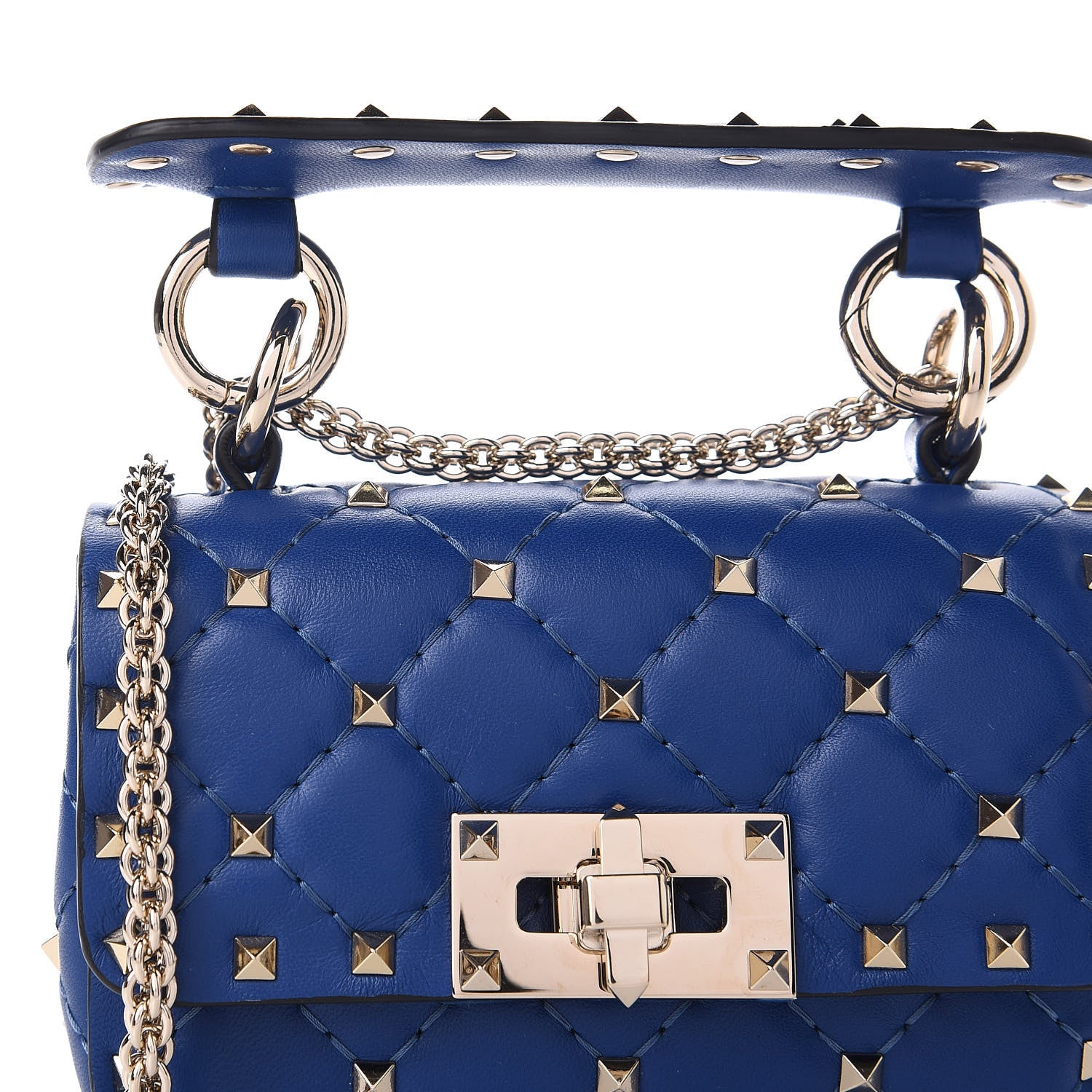 Valentino Garavani Nappa Micro Rockstud Spike Shoulder Bag Blue 9 of 10