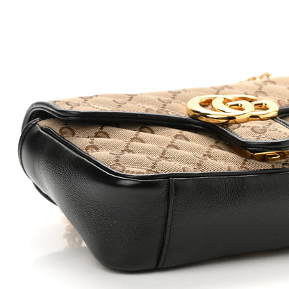 Gucci Monogram Matelasse Diagonal Mini GG Marmont Shoulder Bag Beige Black 9 of 10