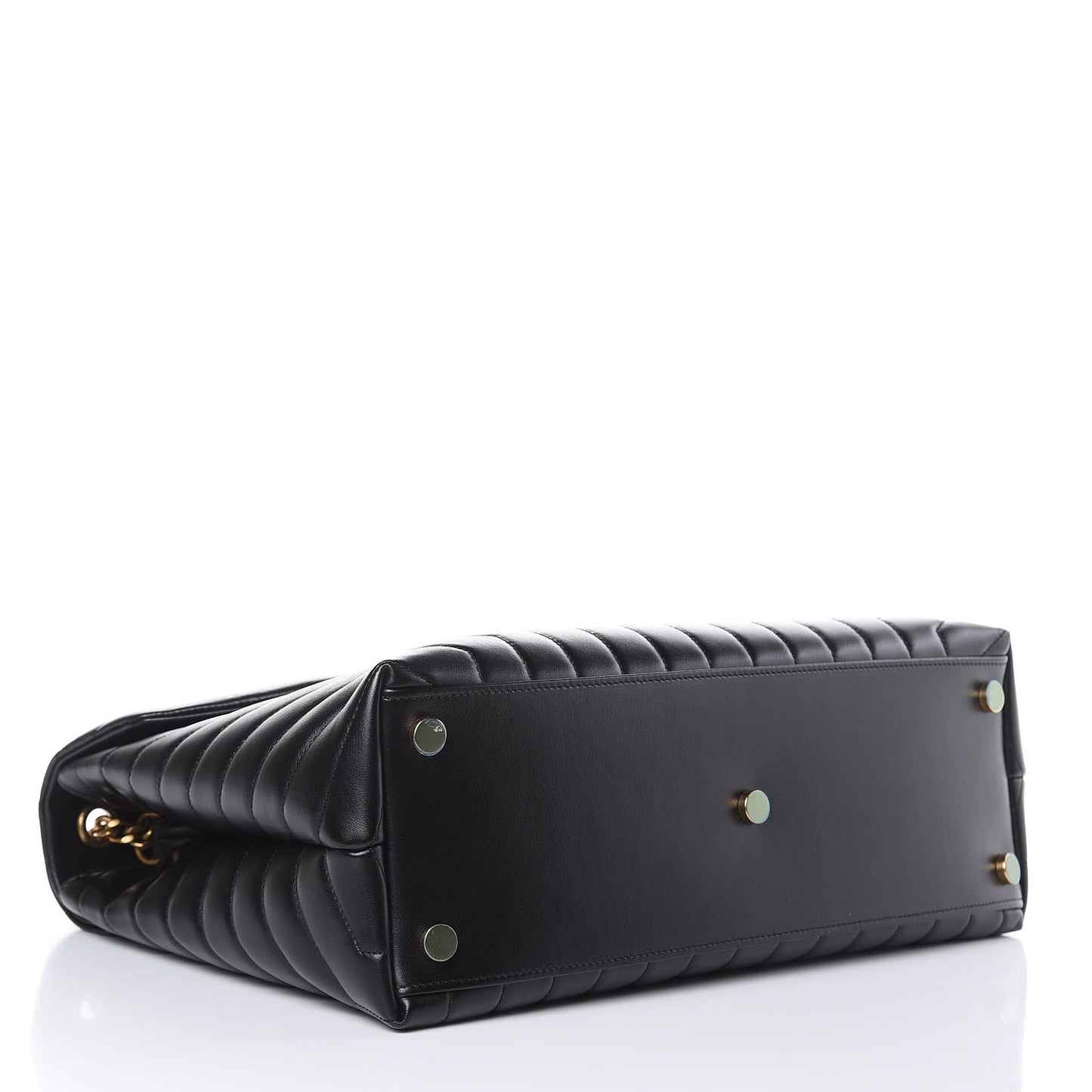 Calfskin Y Quilted Monogram Large Loulou Chain Satchel Black