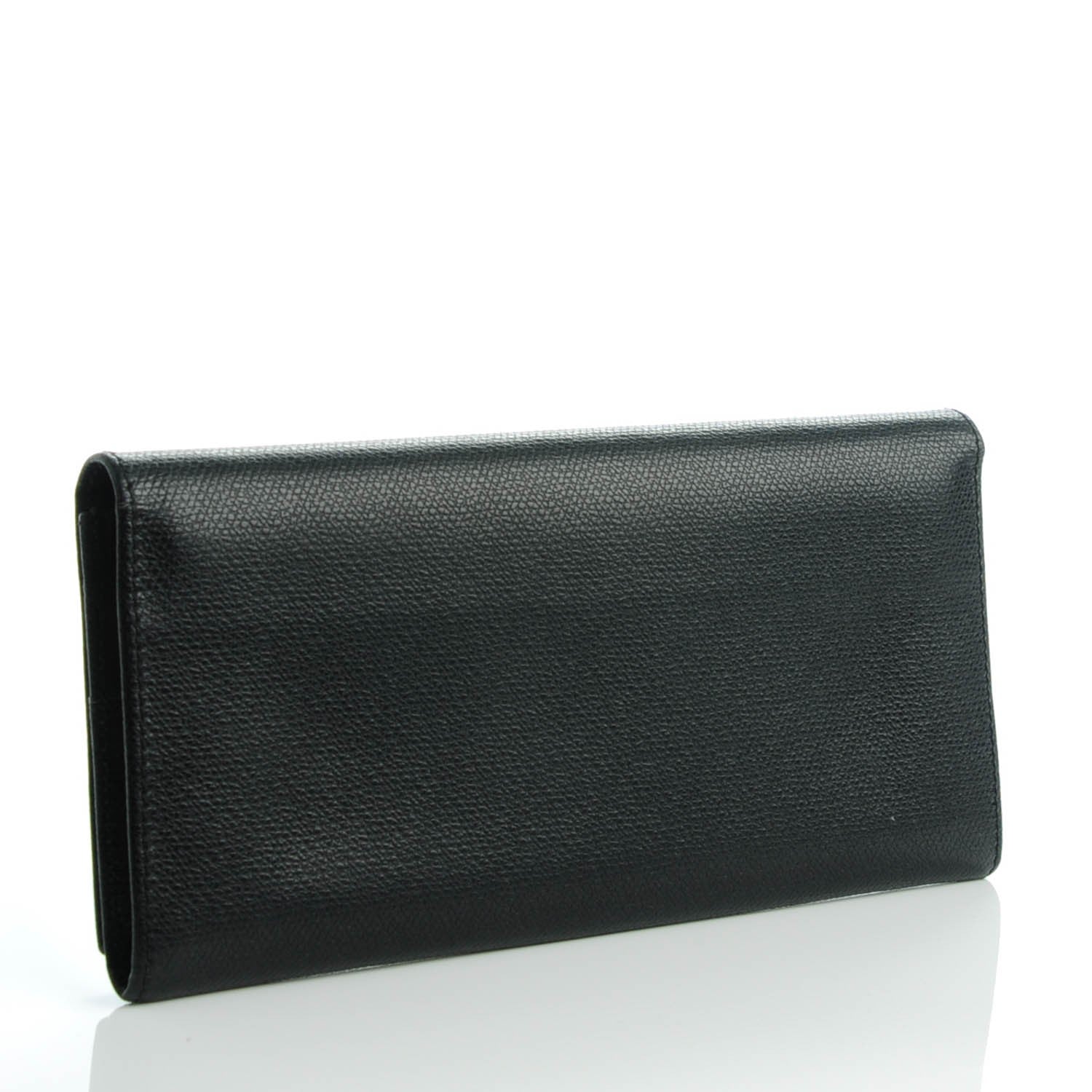 Saint Laurent Vintage Textured Calfskin Continental Flap Wallet Black 3 of 7