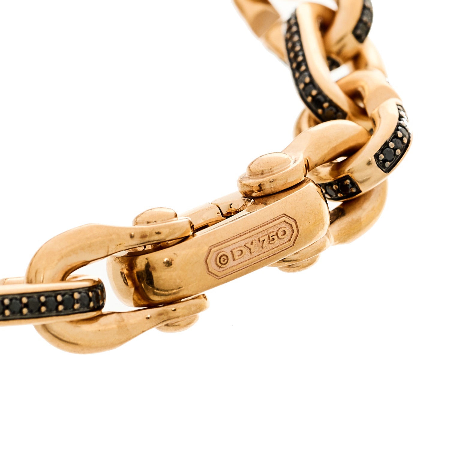 David Yurman 18K Rose Gold Black Diamond Streamline Link Bracelet 3 of 4