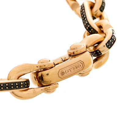 David Yurman 18K Rose Gold Black Diamond Streamline Link Bracelet 3 of 4