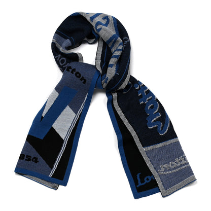 Louis Vuitton Wool Travel Stamps Scarf Blue 1 of 3