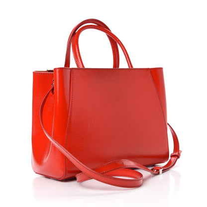 Fendi Vitello Vernice Camoscio Petite 2Jours Tote Papavero 3 of 12