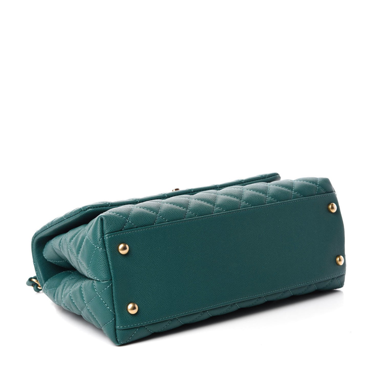 Caviar Quilted Small Coco Handle Flap Dark Turquoise