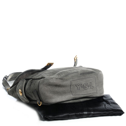 Saint Laurent Crocodile Embossed Nubuck Besace Shoulder Bag Grey 4 of 8