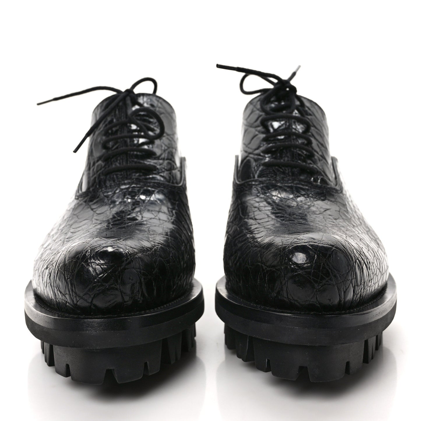 Crocodile Lace Up 50mm Loafers 39 Black