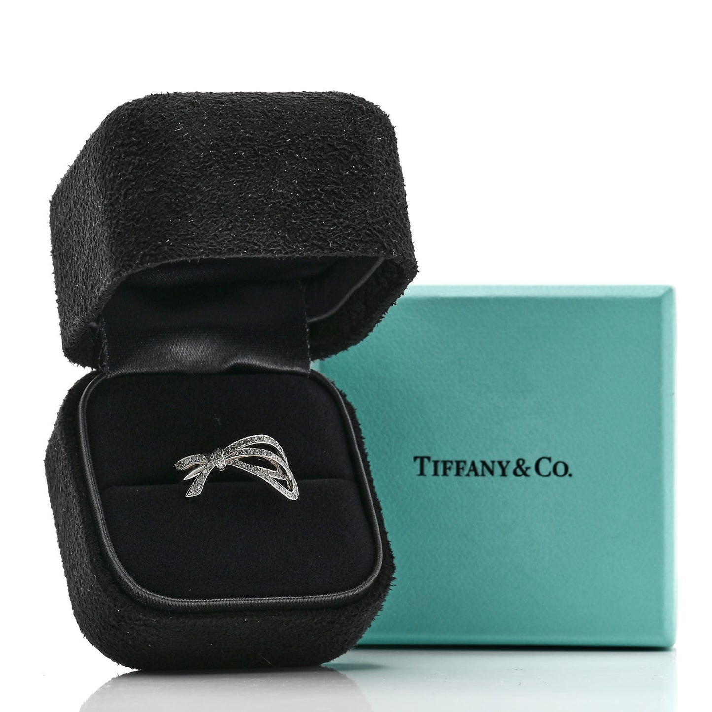 18K White Gold Diamond .40ct Bow Ring 53 6.5