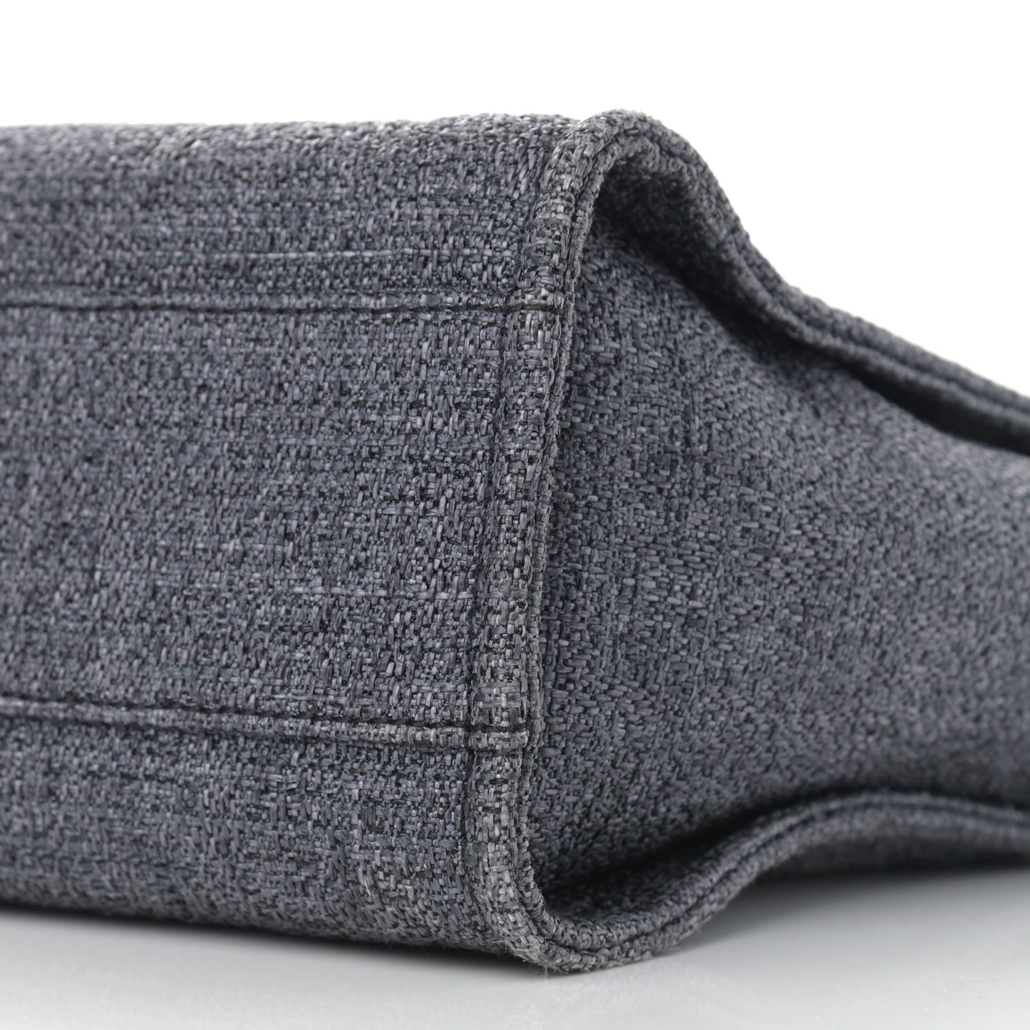 Woven Straw Raffia Small Deauville Tote Charcoal