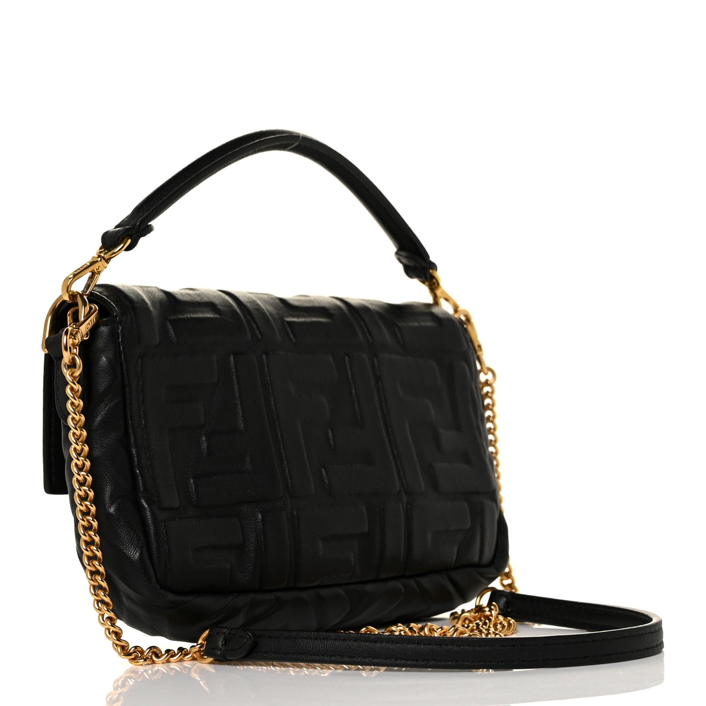 Nappa FF 1974 Embossed Mini Baguette Black