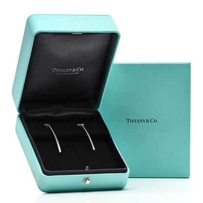 Tiffany 18K White Gold Diamond T Bar Earrings 5 of 5
