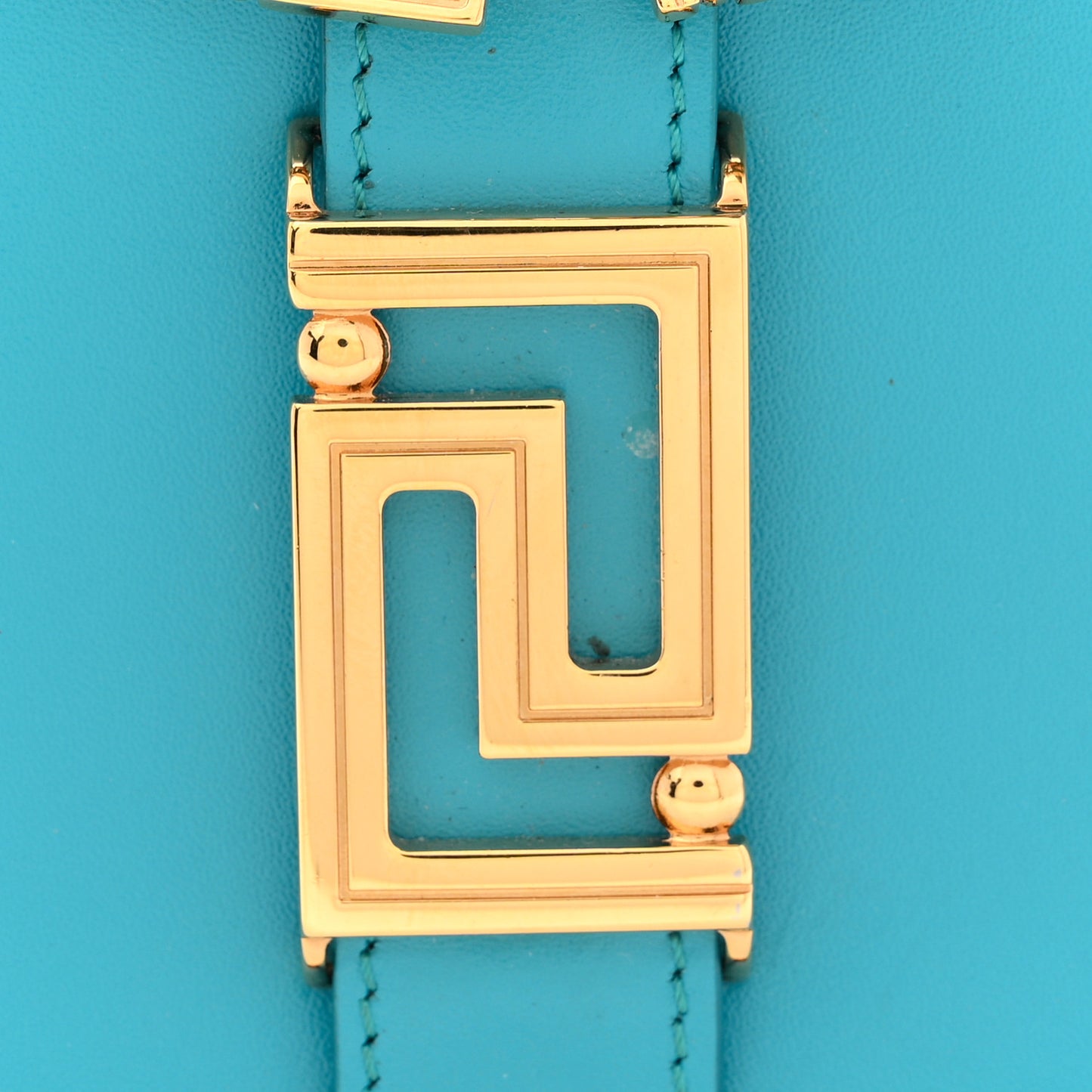 Calfskin Greca Goddess Wallet On Chain Blue