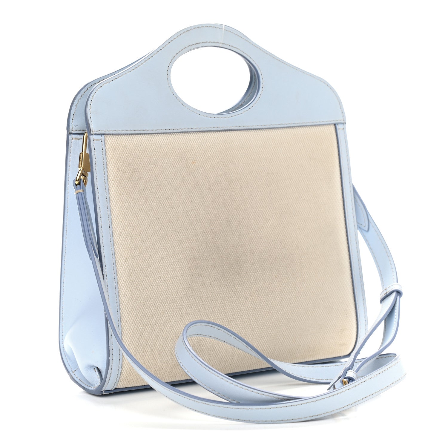 Burberry Canvas Smooth Calfskin Two Tone Mini Pocket Bag Natural Pale Blue 3 of 11