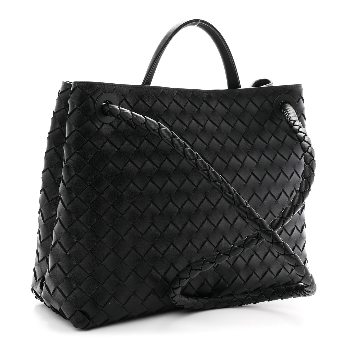 Nappa Intrecciato Medium Andiamo Shoulder Bag Black
