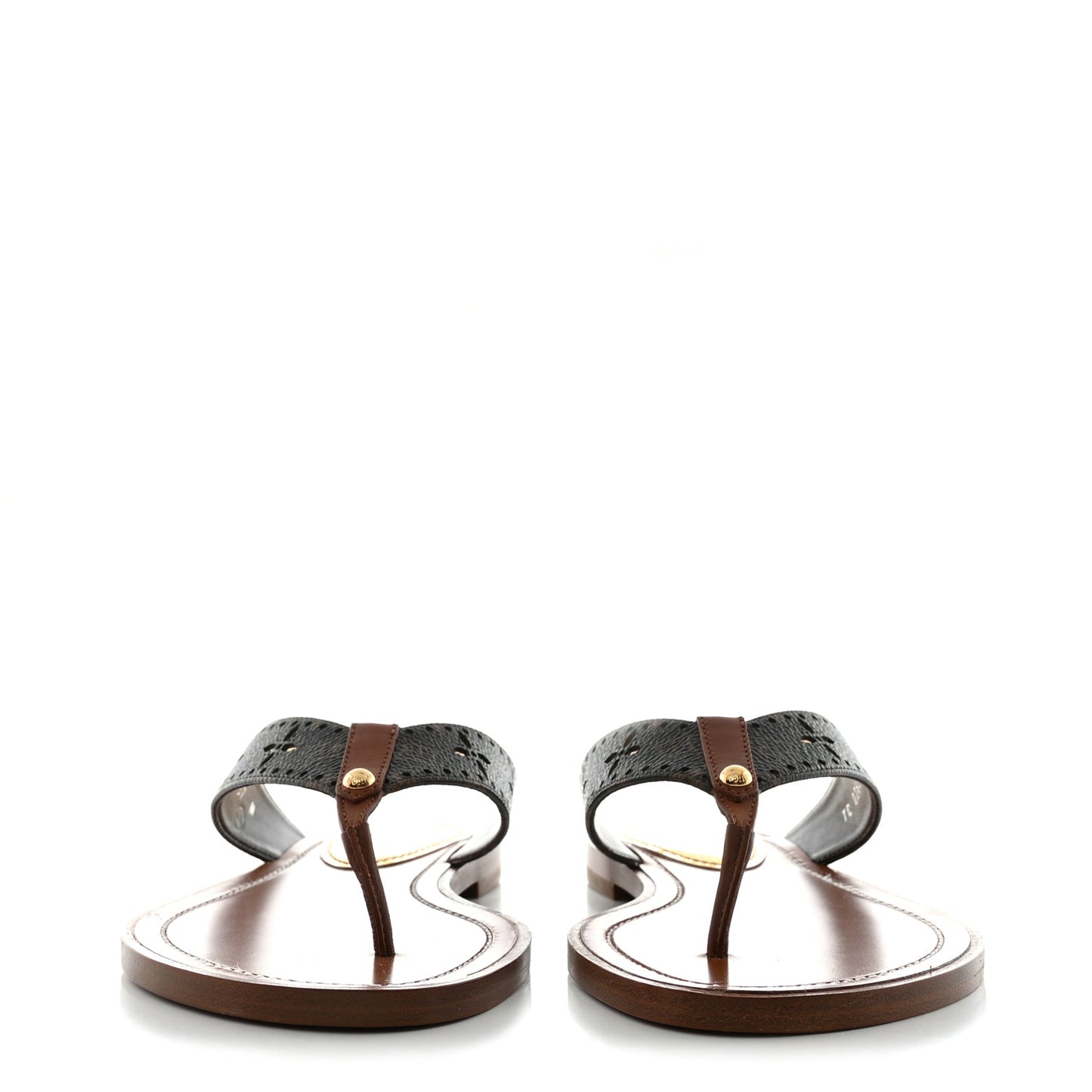 Monogram Sunny Flat Thong Sandals 37 Brown