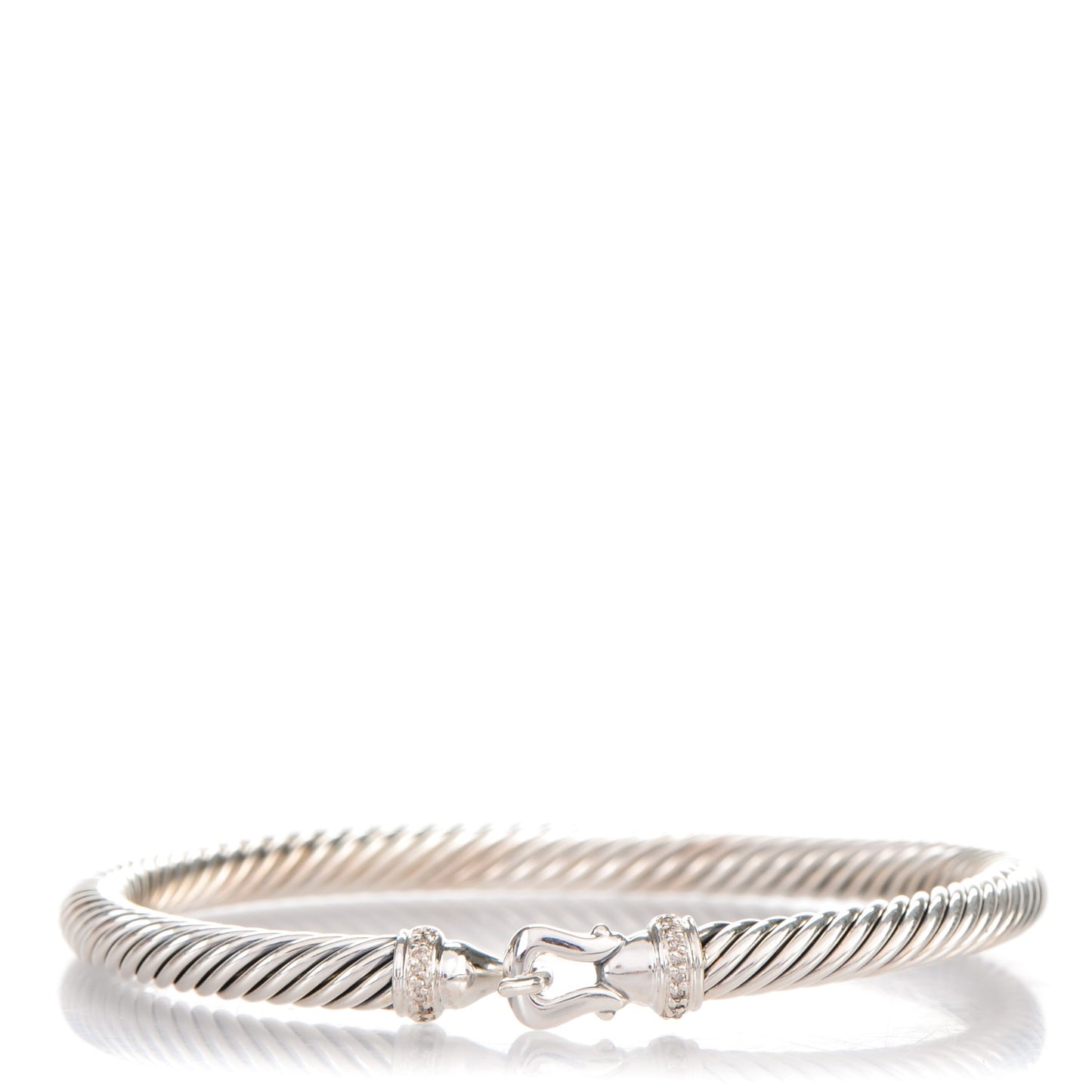 Sterling Silver Diamond 5mm Cable Buckle Bracelet