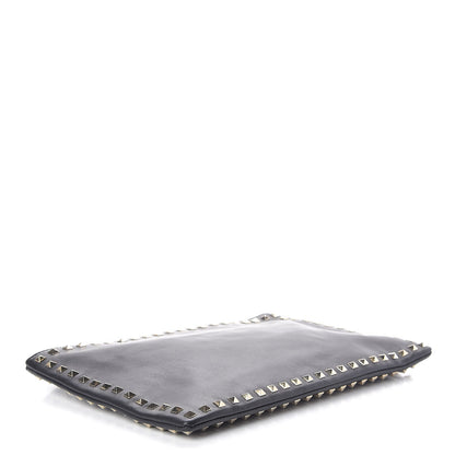 Valentino Garavani Vitello Large Rockstud Zip Wristlet Pouch Black 4 of 6
