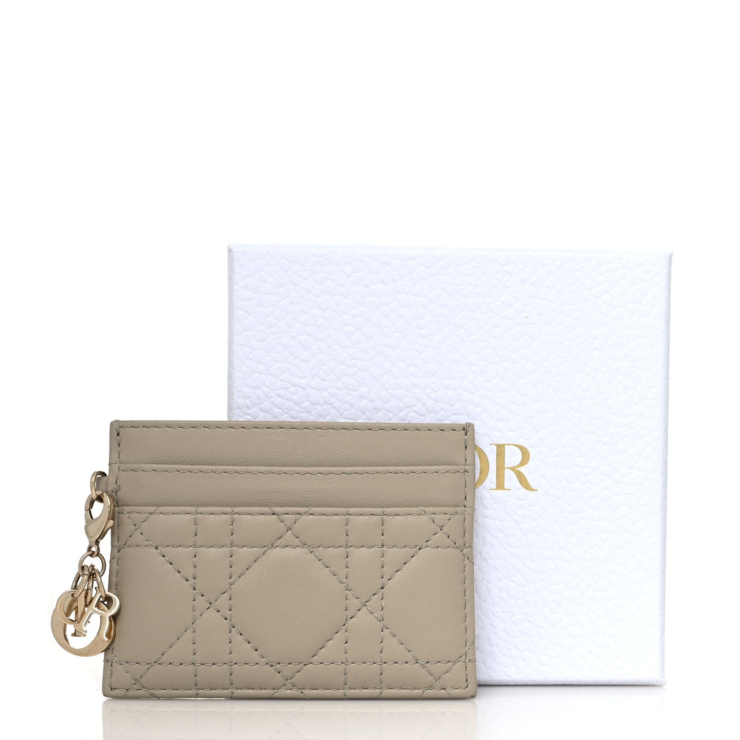 Lambskin Cannage Lady Dior Five-Slots Card Holder Beige