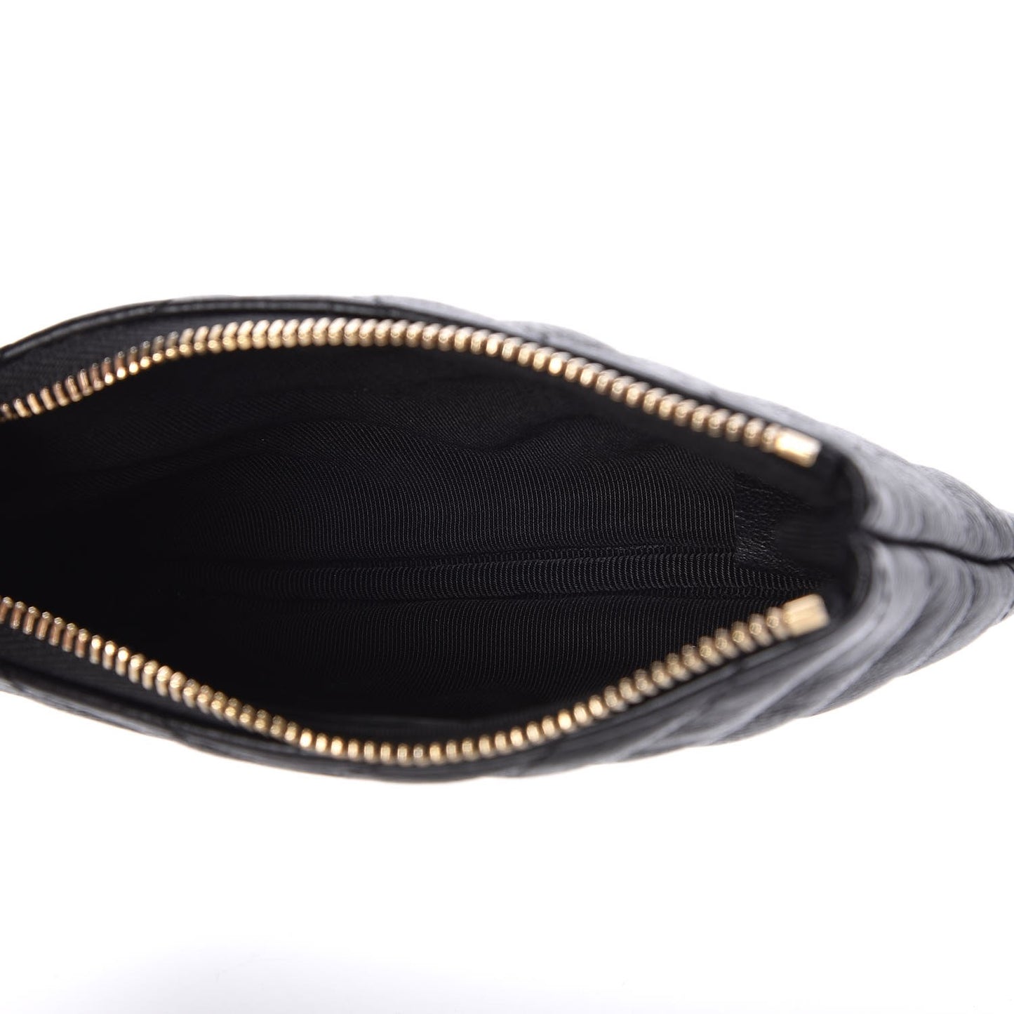 Calfskin Chevron Quilted Small Cosmetic Case Black