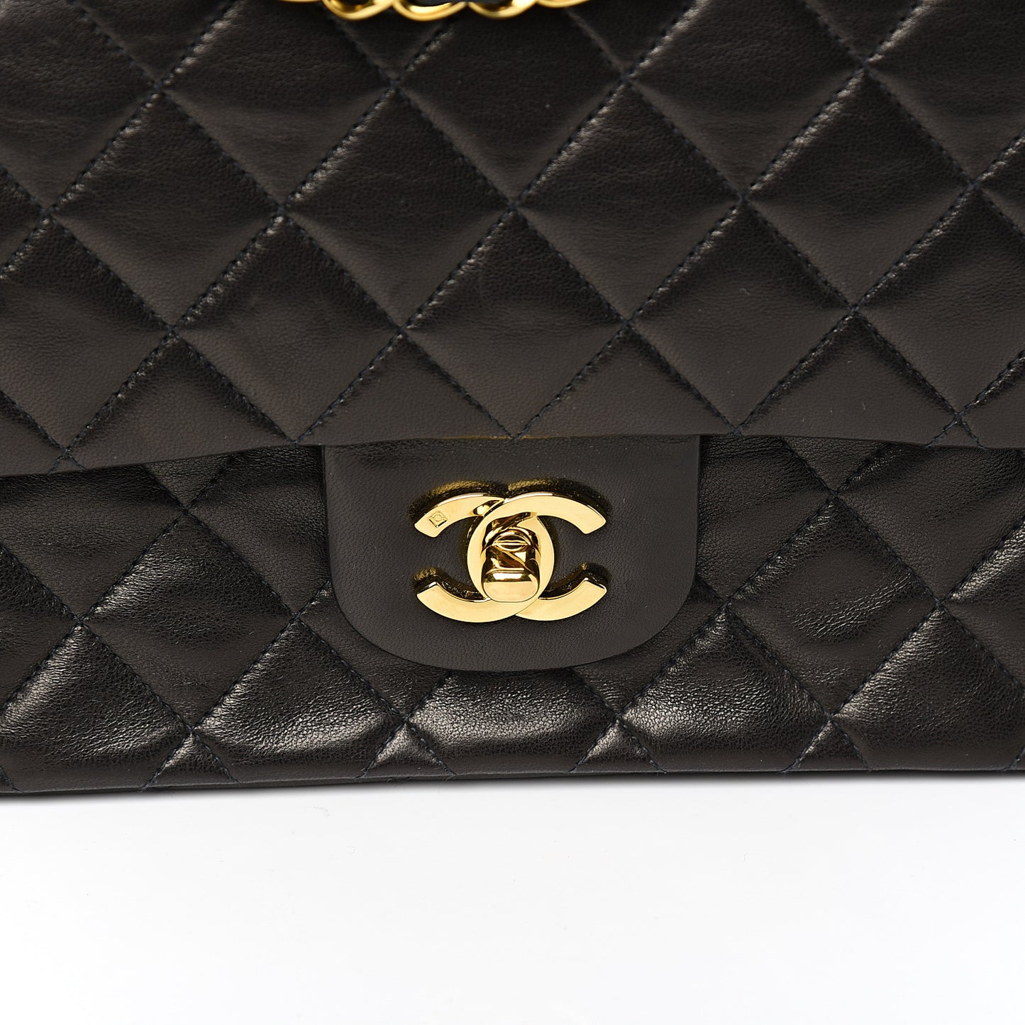 Lambskin Quilted Medium Double Flap Black