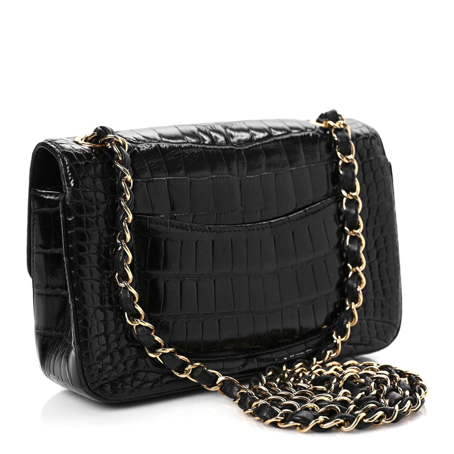 Alligator Mini Rectangular Flap Black