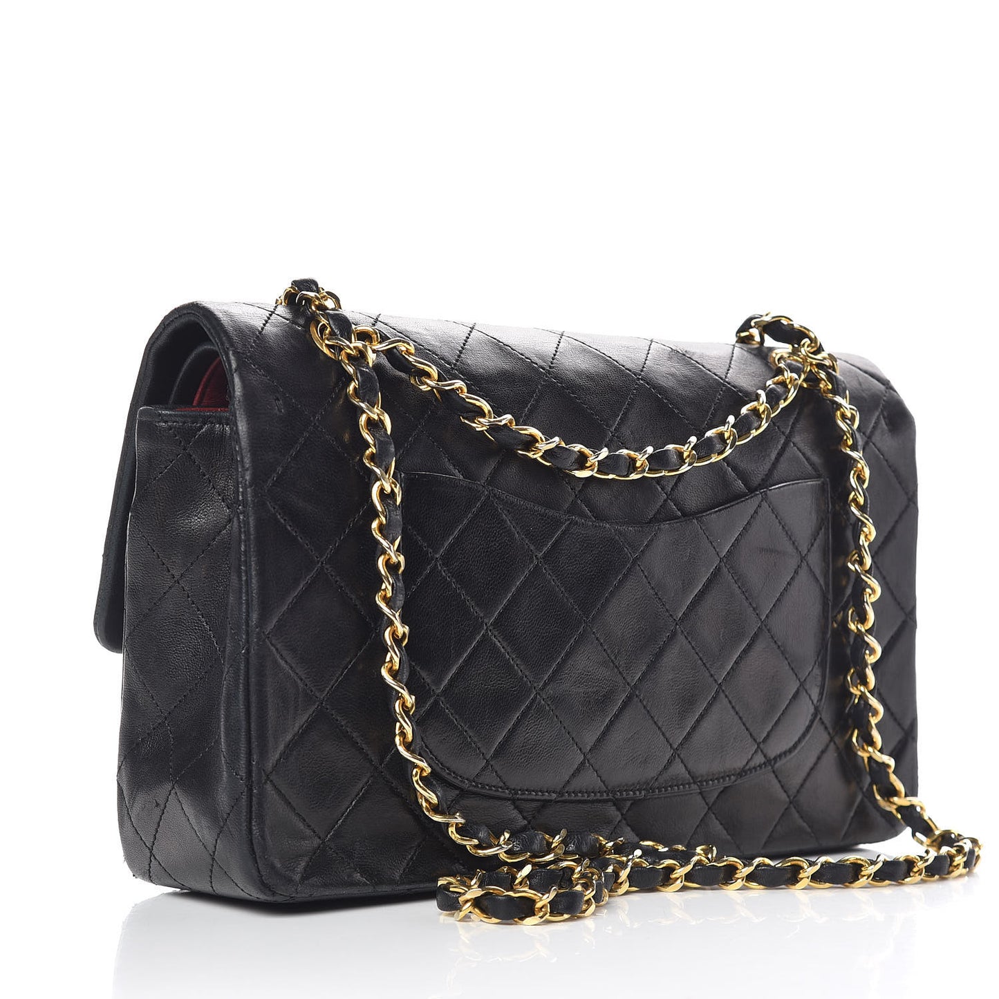 Lambskin Quilted Medium Double Flap Black