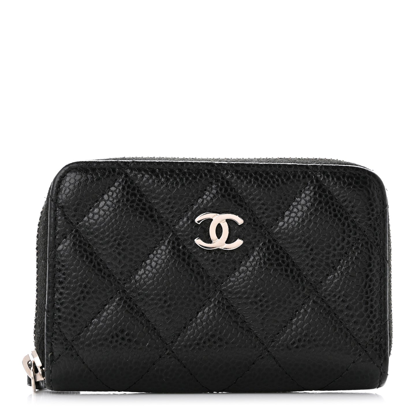 Caviar Quilted Zip Coin Purse Black