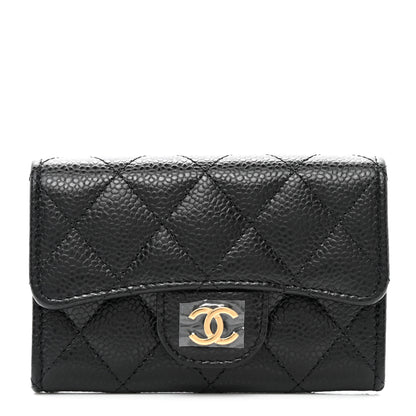 Chanel Caviar Quilted Flap Card Holder Wallet Black 1 of 9