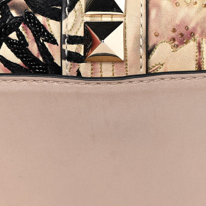 Valentino Garavani Vitello Embroidered Beaded Medium Glam Lock Rockstud Flap Beige 16 of 17