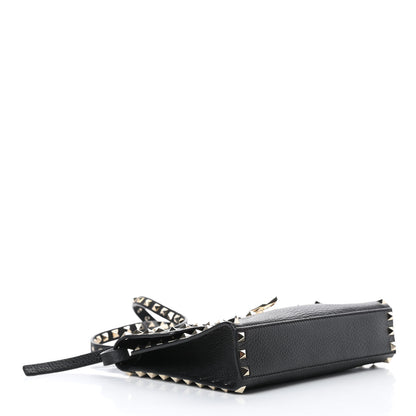 Valentino Garavani Pebbled Calfskin Medium Rockstud Flip Lock Crossbody Bag Black 4 of 10