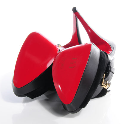 Christian Louboutin Velour Jem 150 Platform Peep Toe Sandals 39 Black 5 of 7