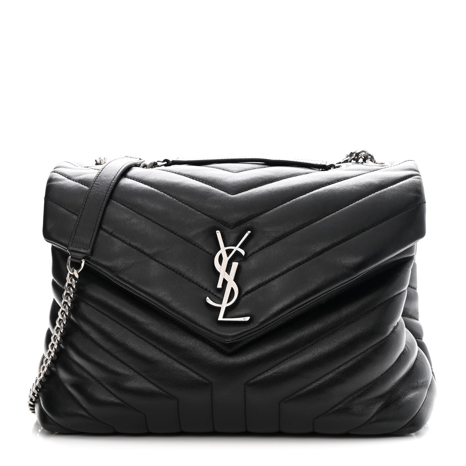Saint Laurent Calfskin Y Quilted Monogram Medium Loulou Chain Satchel Black 1 of 9