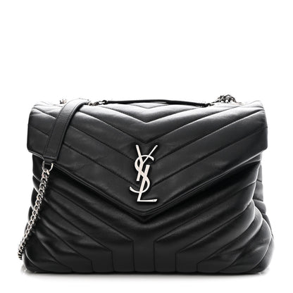 Saint Laurent Calfskin Y Quilted Monogram Medium Loulou Chain Satchel Black 1 of 9